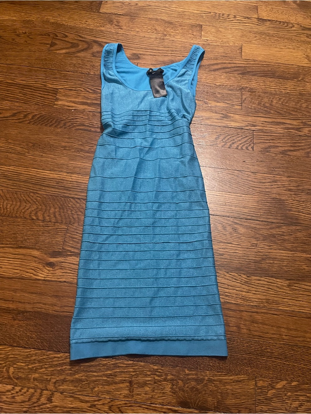 bebe Teal Blue Sleeveless Knit Bodycon Dress